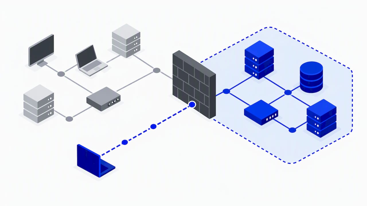 Segmented network showing the cardholder data boundary